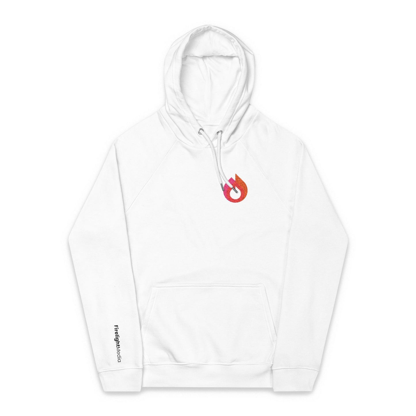 Embroidered Flame Icon Hoodie – White