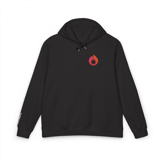 Embroidered Flame Icon Raglan Hoodie – Black