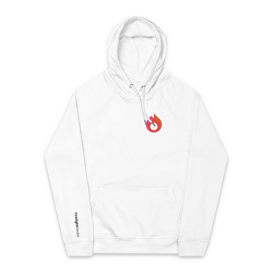 Embroidered Flame Icon Hoodie – White
